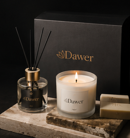 Vela, difusor e sabonetes Dawer